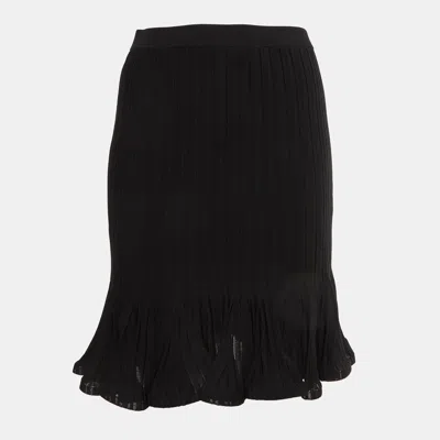 Pre-owned Givenchy Black Stretch Knit Pleated Mini Skirt S