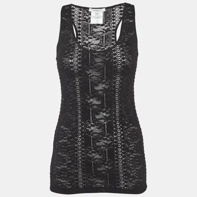 Pre-owned Givenchy Black Stretch Lace Sheer Tank Top M