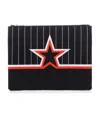 Givenchy Black Striped Star Zipper Clutch In Black
