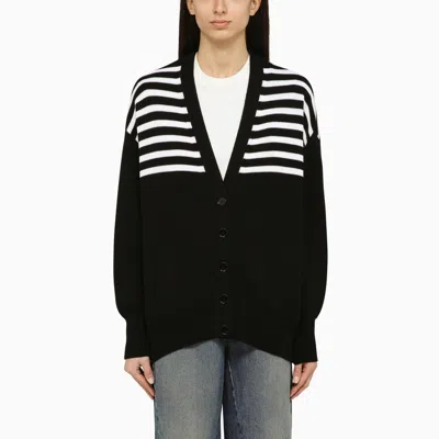 GIVENCHY GIVENCHY BLACK STRIPED WOOL-BLEND CARDIGAN