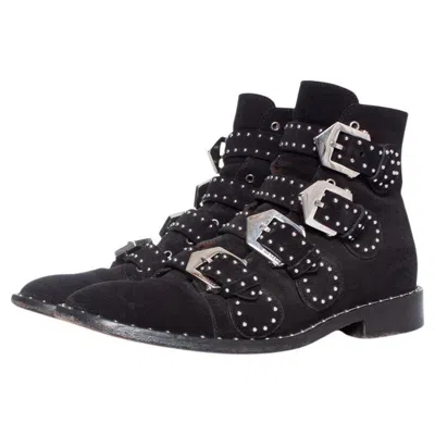Pre-owned Givenchy , Black Studded Buckled Boots
