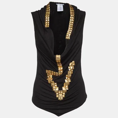 Pre-owned Givenchy Black Studded Jersey Top Xs