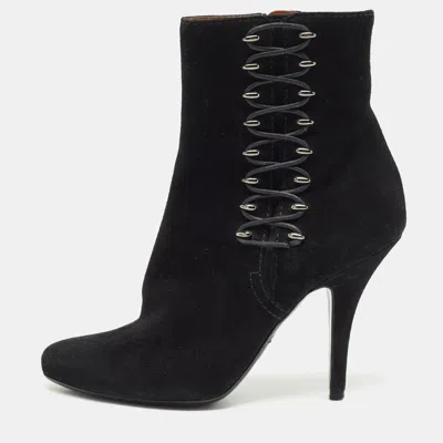Pre-owned Givenchy Black Suede Ankle Length Boots Size 37.5