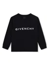 Givenchy Black Crewneck Sweatshirt With Contrasting Logo Print In Cotton Blend Boy In Black