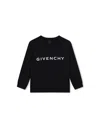 Givenchy Black Crewneck Sweatshirt With Contrasting Logo Print In Cotton Blend Boy In Black