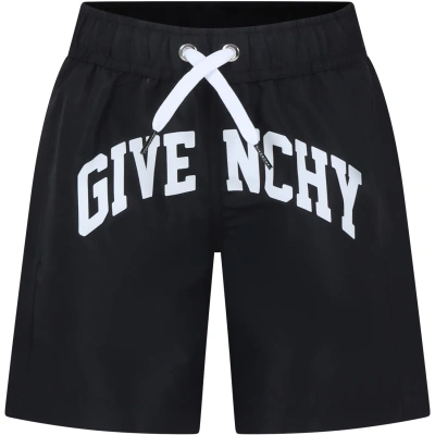 Givenchy Kids' Black Swim Shorts For Boy With Logo