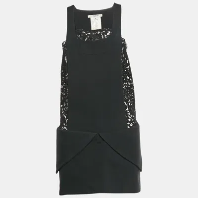 Pre-owned Givenchy Black Synthetic Knit And Lace Paneled Sleeveless Mini Dress M