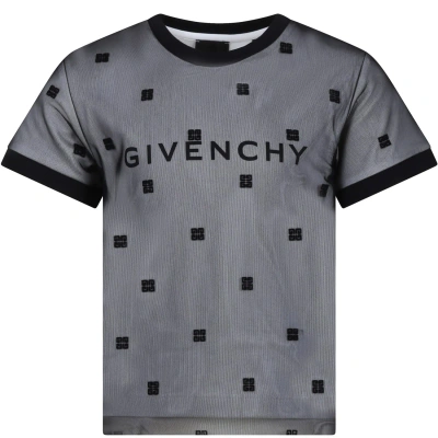 Givenchy Kids' Black T-shirt For Girl With All-over 4g Motif In Nero