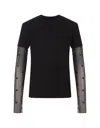 GIVENCHY BLACK T-SHIRT WITH 4G PLUMETIS TULLE