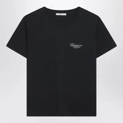 GIVENCHY GIVENCHY BLACK T-SHIRT WITH GIVENCHY STAMP PRINT WOMEN