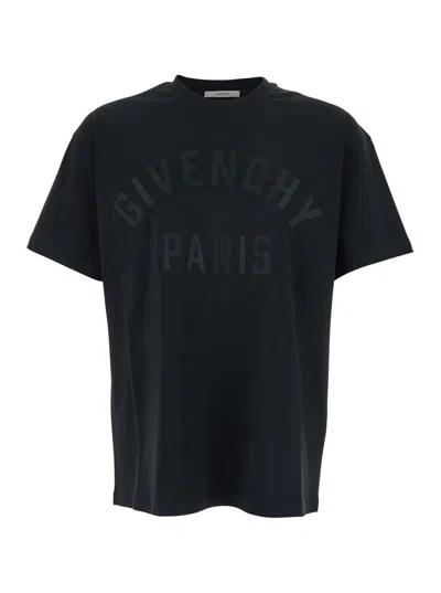 Givenchy Black T-shirt With Maxi Logo On The Front In Cotton Man