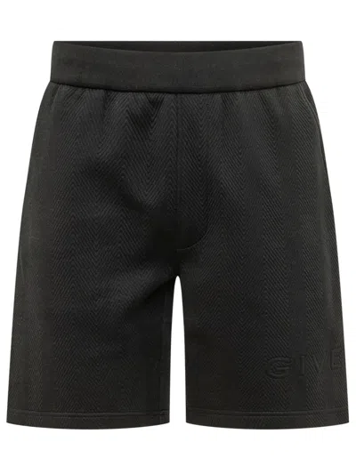 GIVENCHY MEN BLACK TEXTURED SHORTS