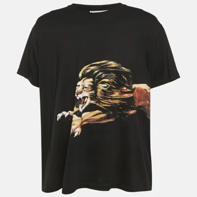 Pre-owned Givenchy Black Tiger Print Jersey T-shirt Xxl