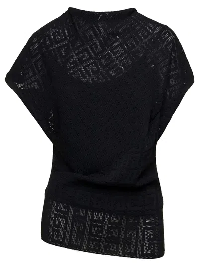 Givenchy Black Top With Draped Neckline In Viscose Woman In Multicolor