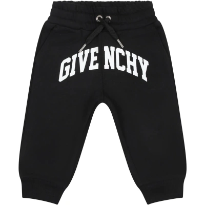 Givenchy Black Tracksuit Trousers Fpr Baby Boy With Logo