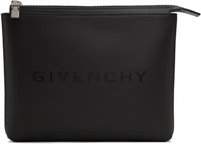 Givenchy Black Travel Coated Canvas Pouch In 001-black
