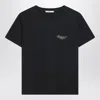 Givenchy Women Black Crew Neck T-shirt With Logo On Front And Back In Cotton Woman In Black