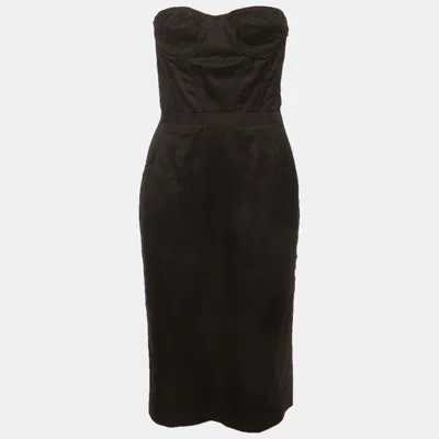 Pre-owned Givenchy Black Tulle And Satin Strapless Midi Dress M