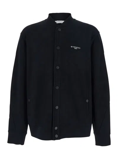 GIVENCHY BLACK VARSITY JACKET WITH BOMBER COLLAR AND LOGO LETTERING ON THE FRONT IN COTTON MAN