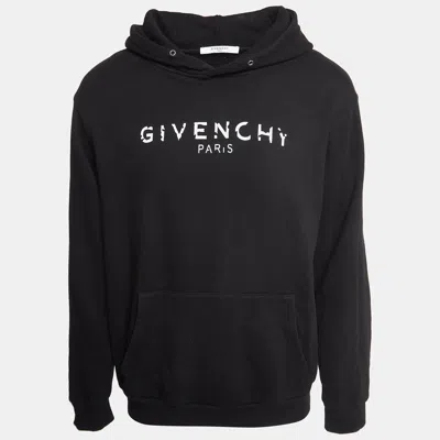 Pre-owned Givenchy Black Vintage Logo Print Hooded Sweatshirt L