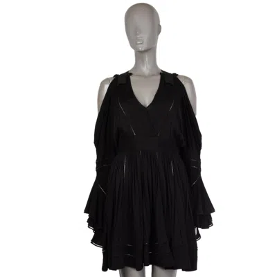 Pre-owned Givenchy Black Viscose Jersey Ruffled Cold Shoulder Mini Cocktail Dress 38 S