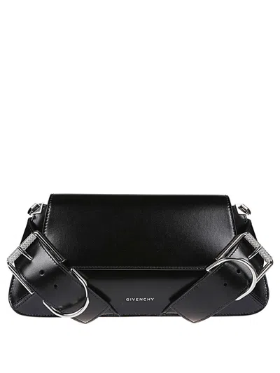 Givenchy Calf Leather Shoulder Bag With Detachable Strap In Black