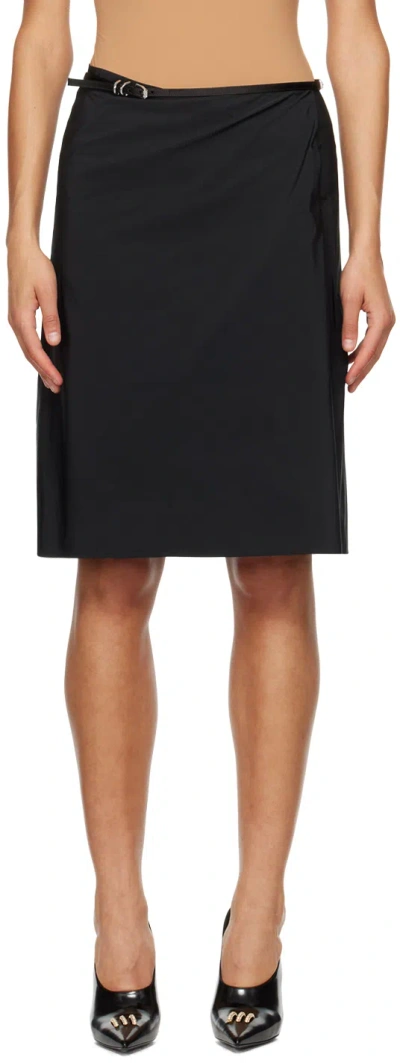Givenchy Black Voyou Belt Midi Skirt In 001-black