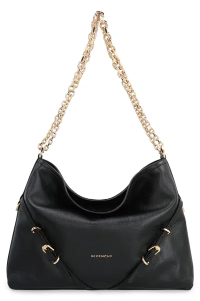 GIVENCHY GIVENCHY BLACK VOYOU M BAG GOLD LOGO CHAIN