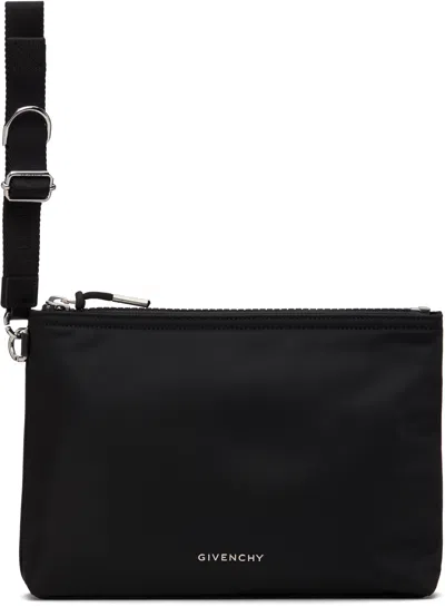 Givenchy Black Voyou Nylon Pouch In 001-black