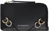 Givenchy Voyou Zipped Cardholder In Tumbled Leather In 001-black
