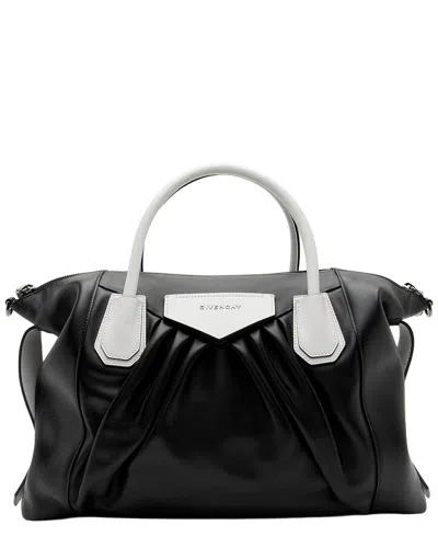 Pre-owned Givenchy Black, White Calfskin Soft Antigona Medium Satchel (authentic Pre-  Loved)