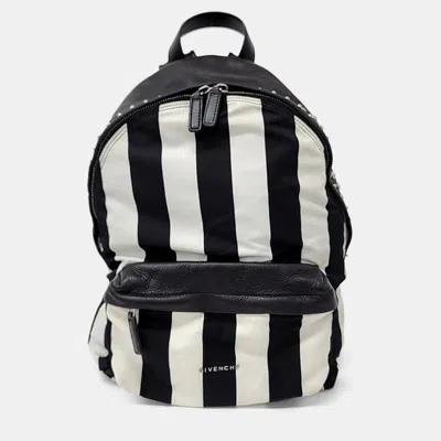Pre-owned Givenchy Black White Leather And Nylon Backpack
