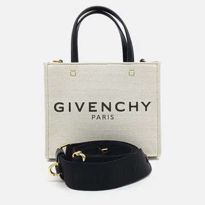 Pre-owned Givenchy Black White Leather Canvas G Tote Bag Mini