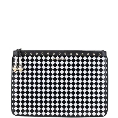 Pre-owned Givenchy Black White Leather Clutch Bag ()