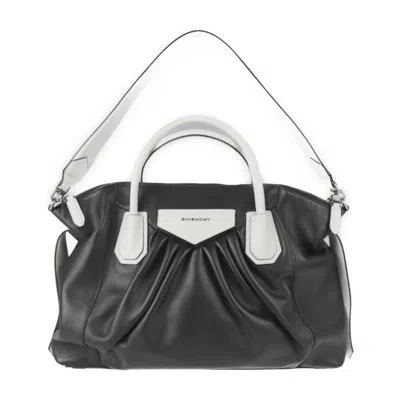 Pre-owned Givenchy Black White Leather Handbag Shoulder Bag Tote Bag () In Black, White