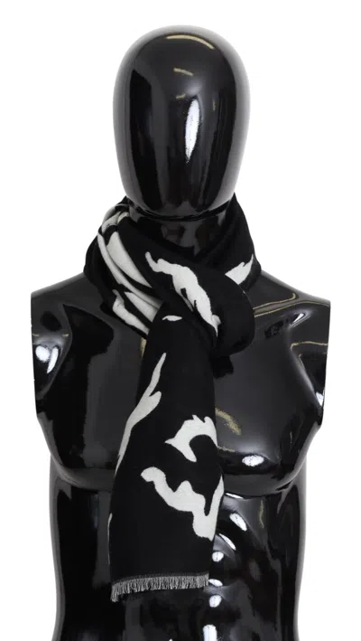 Givenchy Black White Wool Unisex Winter Warm Scarf Wrap Women's Shawl In Black/white