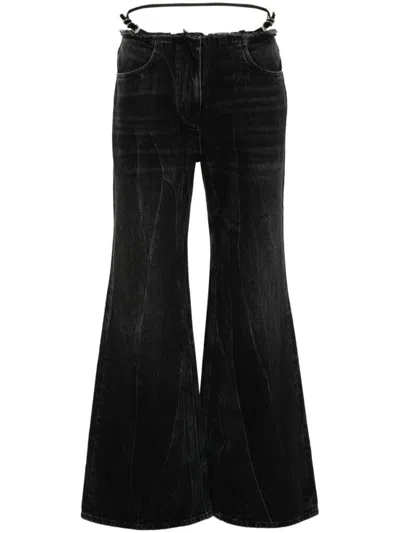 GIVENCHY BLACK WIDE-LEG DENIM COTTON JEANS