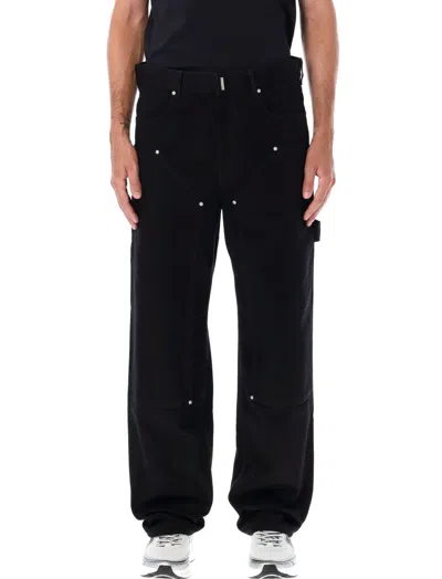 Givenchy Black Wide Leg Logo Carpenter Jeans