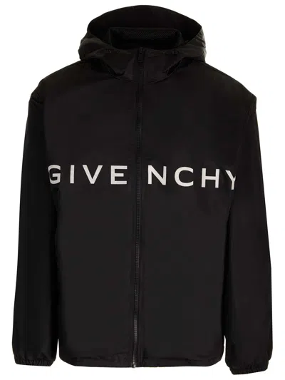 Givenchy Black Technical Fabric Windbreaker Jacket In Nero