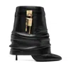 Givenchy Women Black Nappa Leather Shark Lock Stiletto Ankle Boots In Black