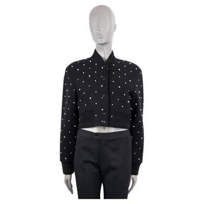 Pre-owned Givenchy Black Wool 2022 Pearl Embellished Bomber Jacket S