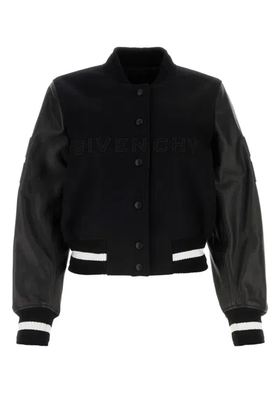 GIVENCHY BLACK WOOL BLEND BOMBER JACKET