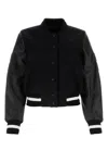 Givenchy Wool Blend Parka With Leather Sleeves And Iconic Branding In Black