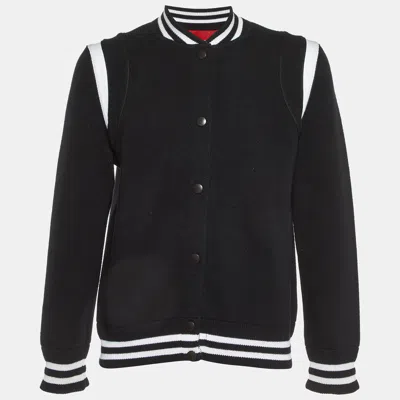 Pre-owned Givenchy Black Wool Blend Button Front Bomber Jacket L