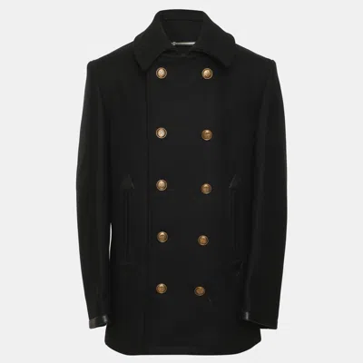 Pre-owned Givenchy Black Wool Blend Double Breasted Pea Coat S