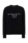 Givenchy Wool Blend Crew Neck Sweater With Ribbed Cuffs And Hem In Black