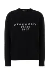 Givenchy Wool Blend Crew Neck Sweater With Ribbed Cuffs And Hem In Black