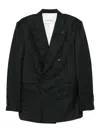 Givenchy Stripe-pattern Double-breasted Blazer In Black