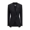 Givenchy Cut-out Double-breasted Wool Blazer In Blue