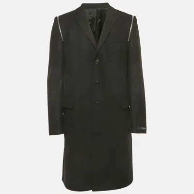Pre-owned Givenchy Black Wool Zipper Detail Coat Xxl